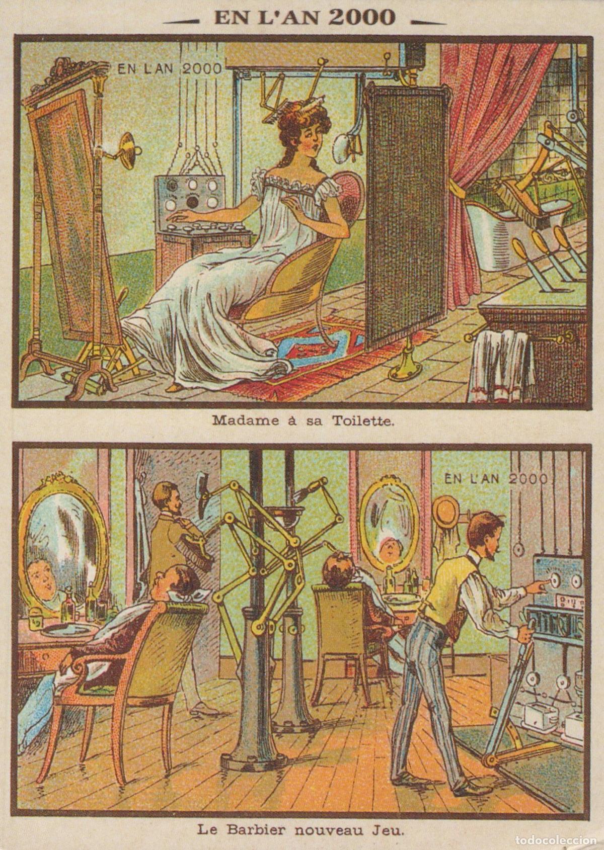 Cartoline: France Vision DU Futur Sc&egrave;nes de Toilette et Barbier 1900s Unposted *YAA934
