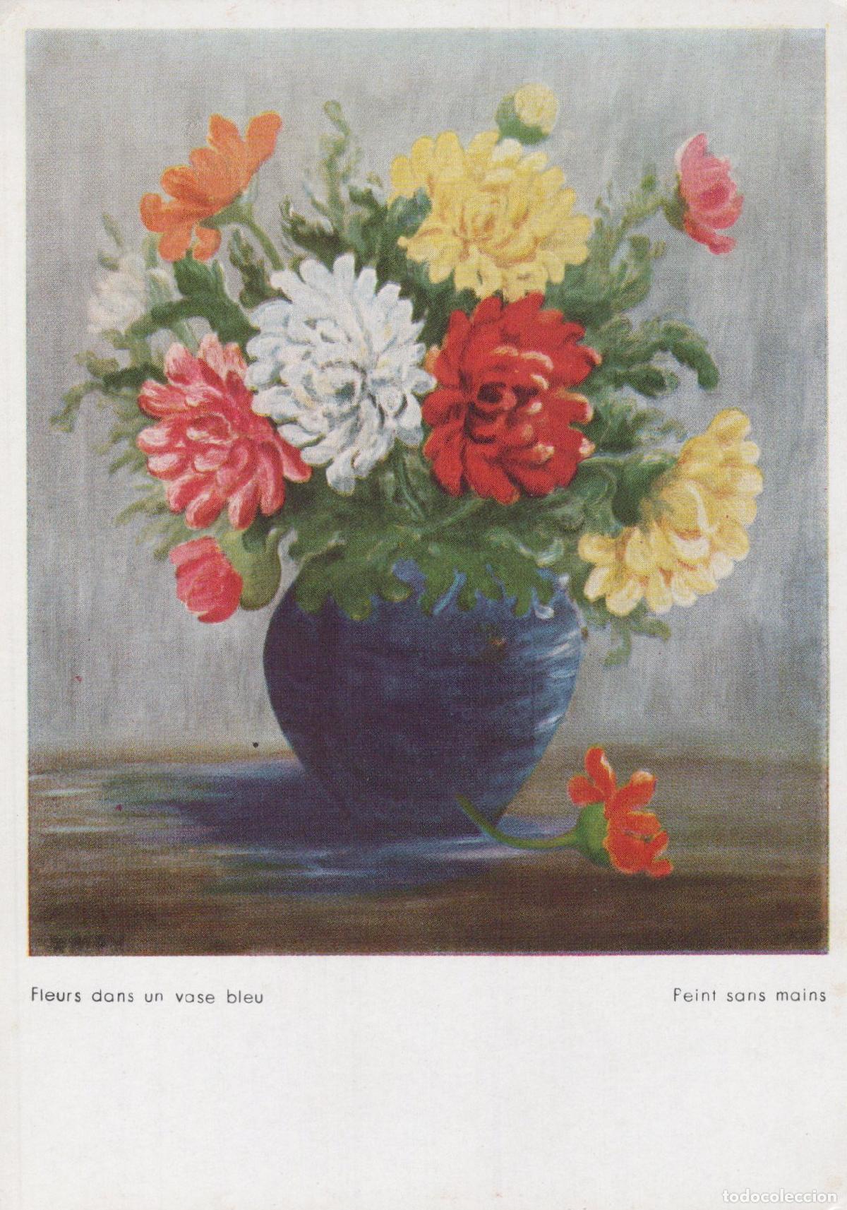 Postcards: France Strasbourg Peinture Fleurs Vase Bleu Artiste Daisy Sans Unposted *YAA955