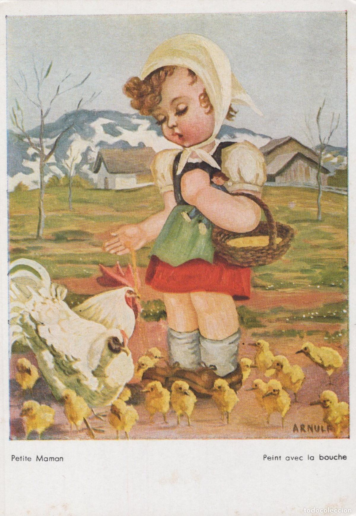 Postcards: France Strasbourg Jeune Fille Nourrissant Poulets Arnulf Unposted *YAA957