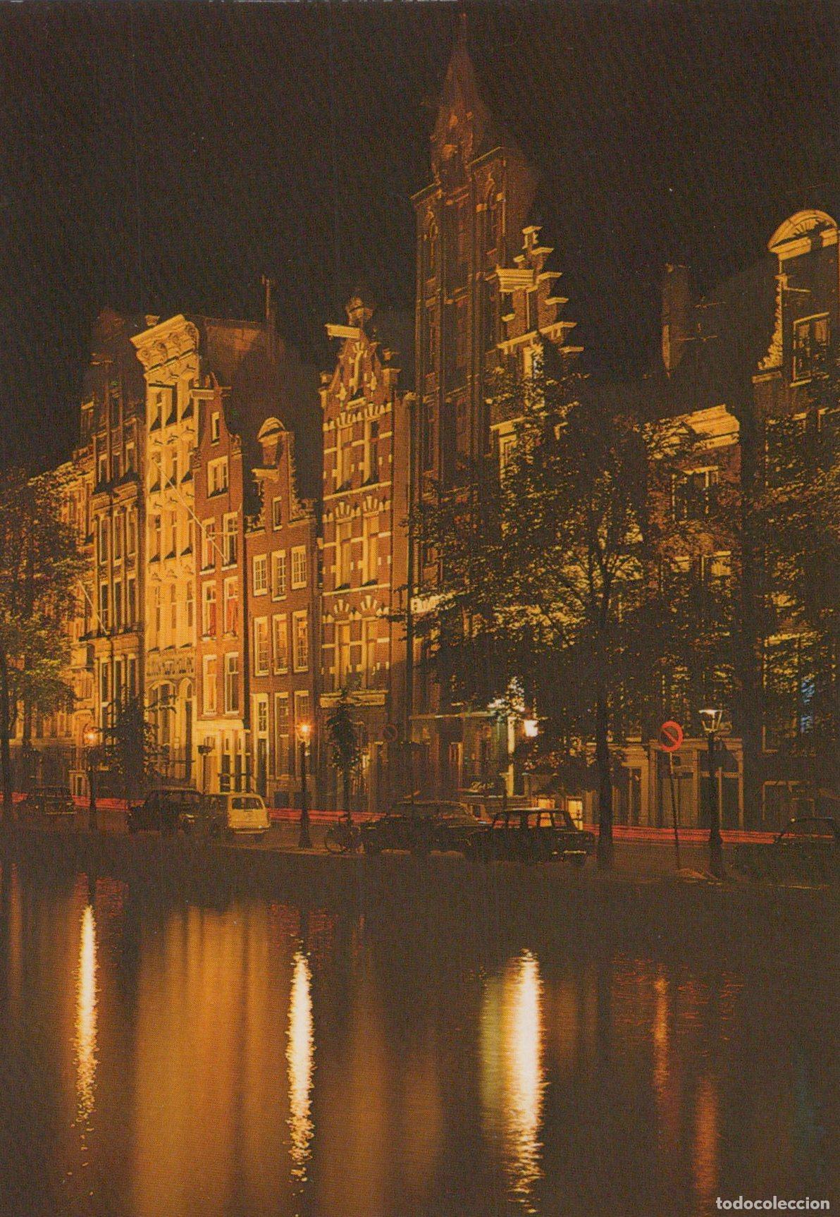 Postcards: Nederland Amsterdam Keizersgracht Grachtenpanden Nacht Unposted *YAA972