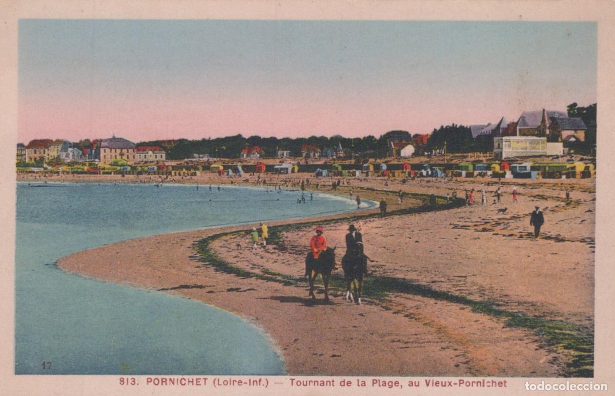 Cartoline: France Pornichet Tournant de la Plage Cavaliers Cabines Unposted *YAA805