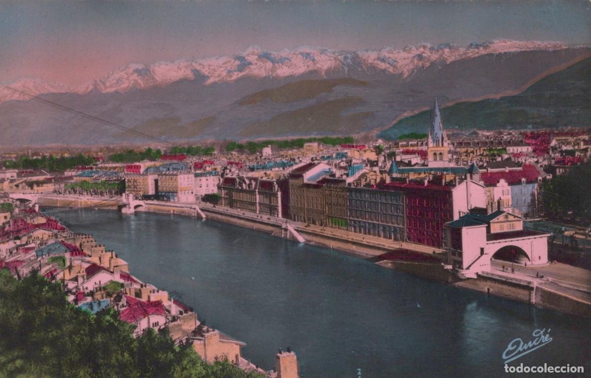 Cartoline: France Grenoble Vue G&eacute;n&eacute;rale Ville Rivi&egrave;re Is&egrave;re Real Photo Unposted *YAA815