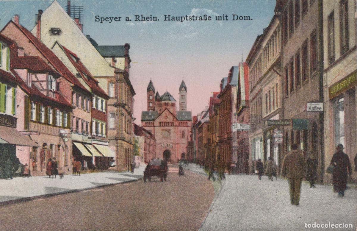 Cartoline: Deutschland Speyer Hauptstra&szlig;e Dom Architektur Gelaufen *YAA825