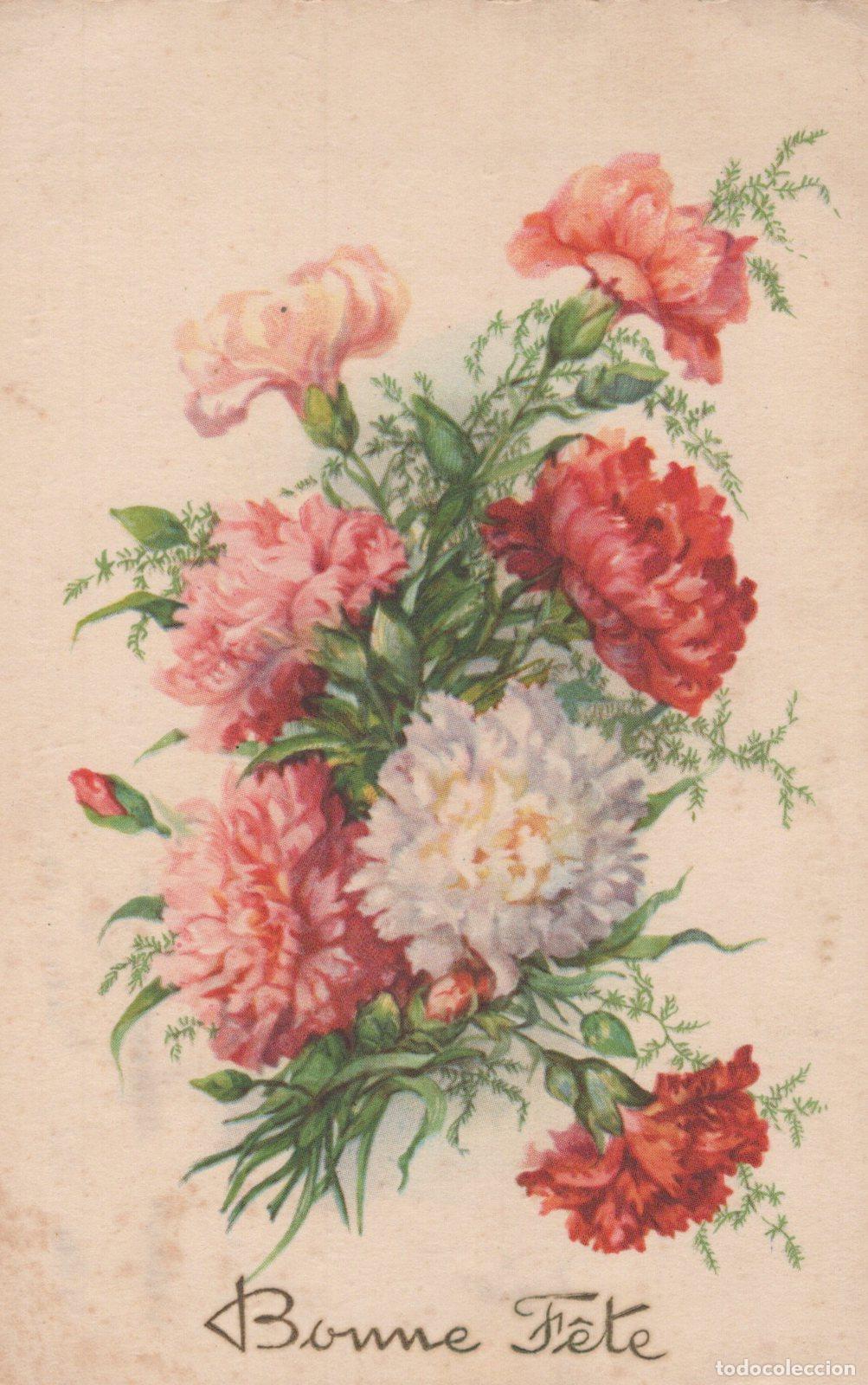 Cartoline: France Paris &Icirc;le de Bouquet D &OElig;illets Color&eacute;s Bonne F&ecirc;te *YAA846