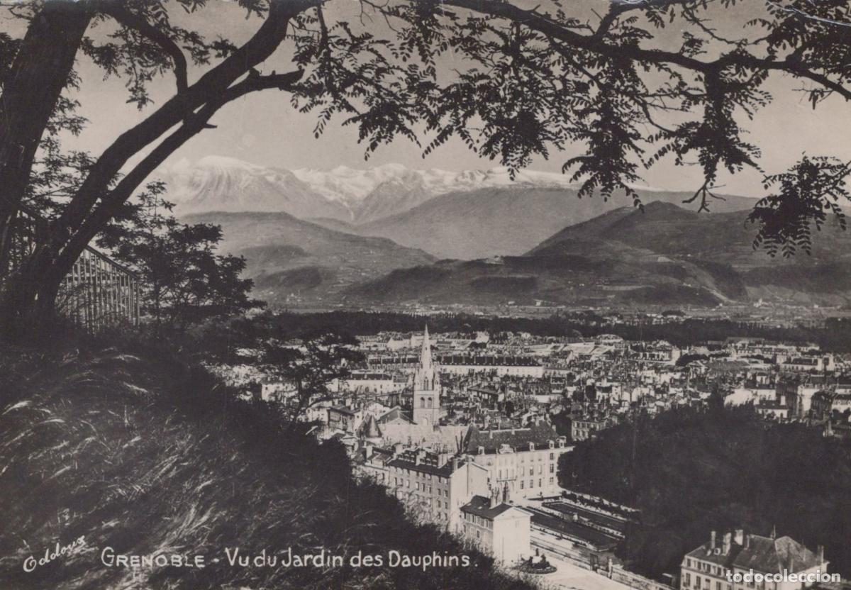 Cartoline: France Grenoble Vue Panoramique Ville Montagnes Jardin Dauphins Unposted *YAA898