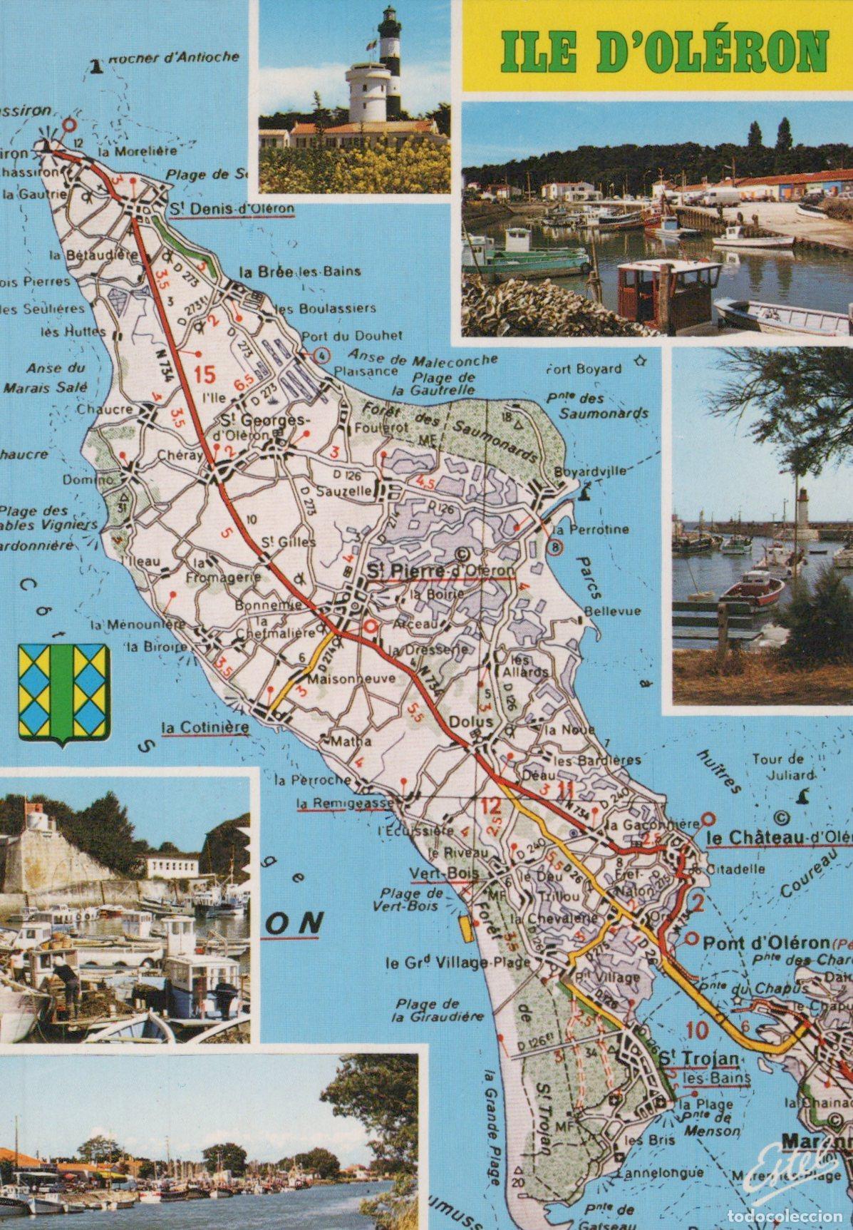 Postales: France Ile D Ol&eacute;ron &Icirc;le D Ol&eacute;ron Carte Phare de Chassiron Ports C&ocirc;tiers *YAA966