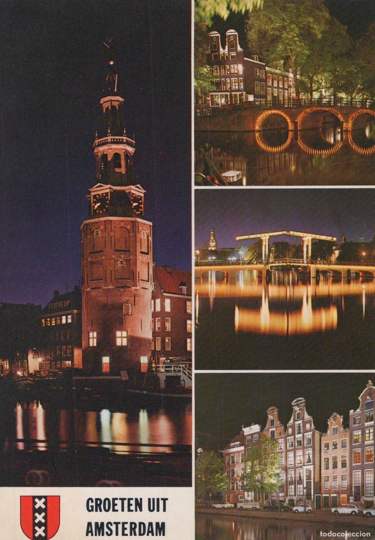 Postales: Nederland Amsterdam Montelbaanstoren Grachten Nachtzicht Unposted *YAA971