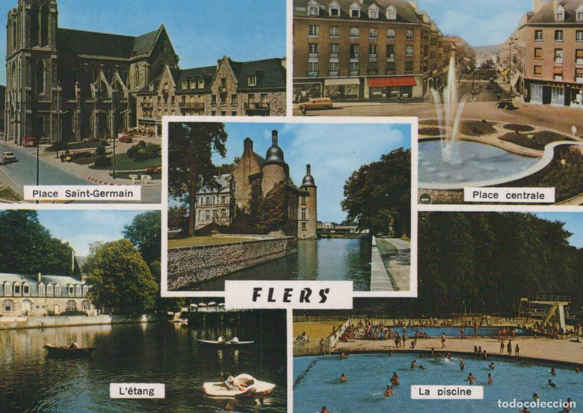 Postales: France Flers Normandie Multi Vues &Eacute;glise Ch&acirc;teau Place Piscine *YAA998