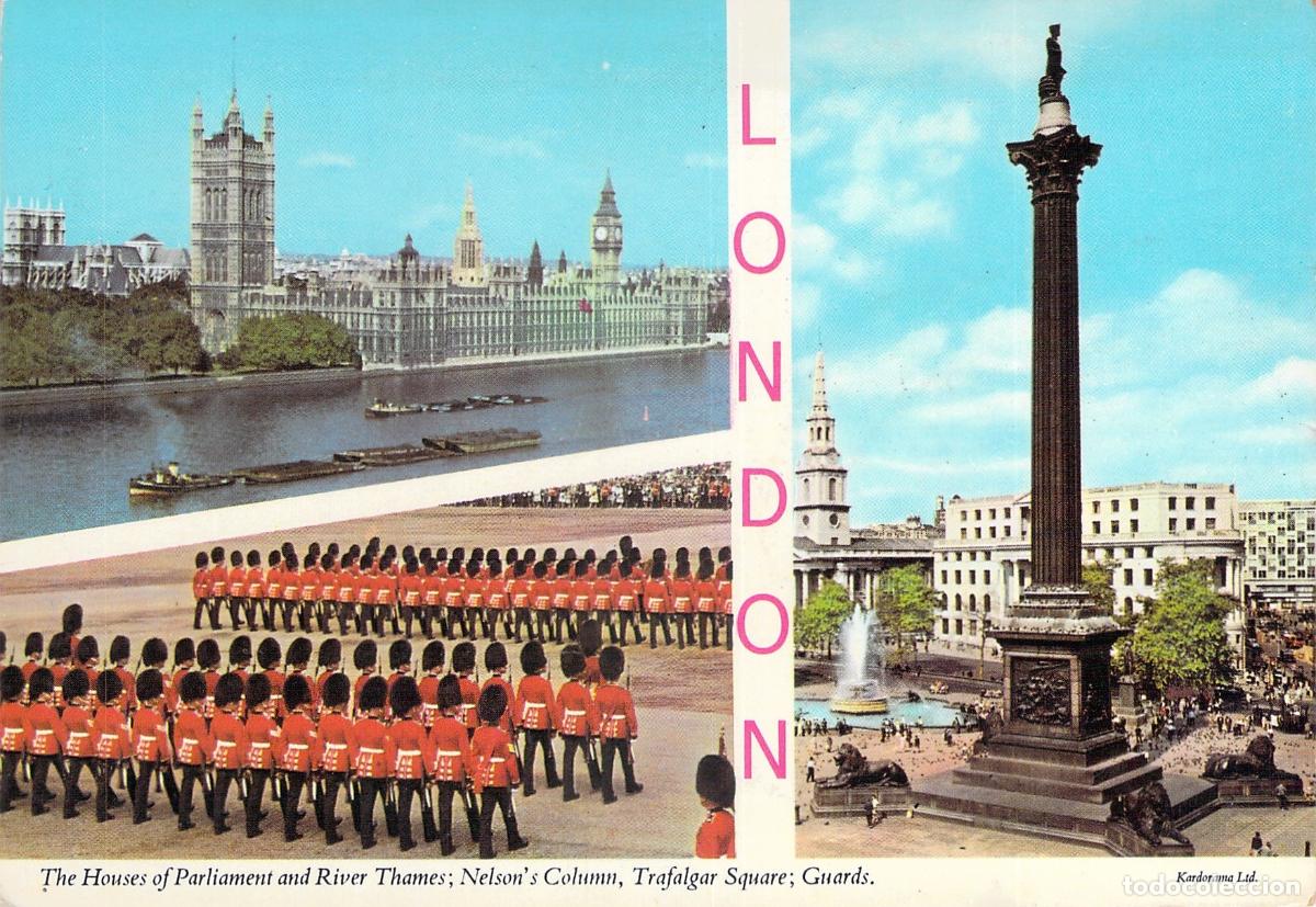 Postales: Postal de Londres con el Parlamento y Trafalgar Square