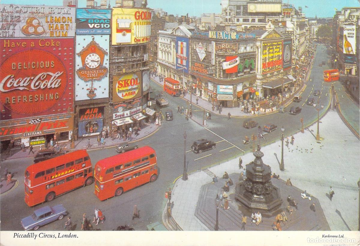 Postales: Postal de Piccadilly Circus en Londres con Estatua de Eros