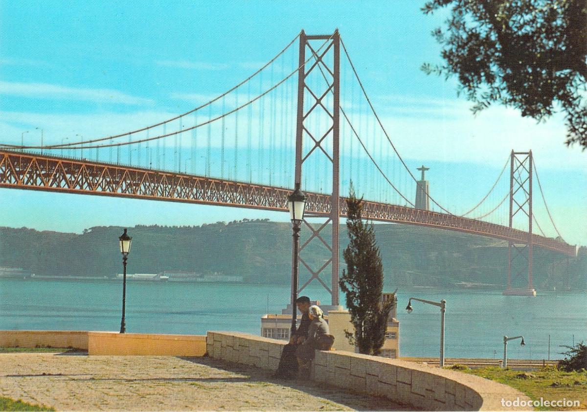 Postales: Postal del Puente 25 de Abril sobre el r&iacute;o Tajo en Lisboa