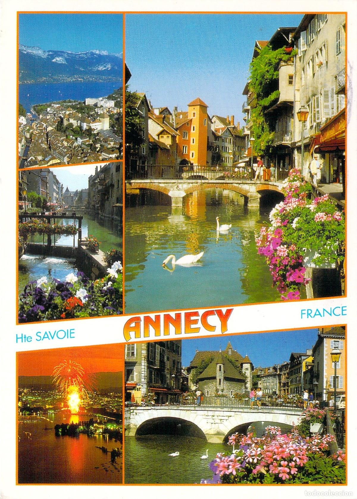 Postcards: Postal de Annecy, Francia, Vistas de canales y paisajes alpinos