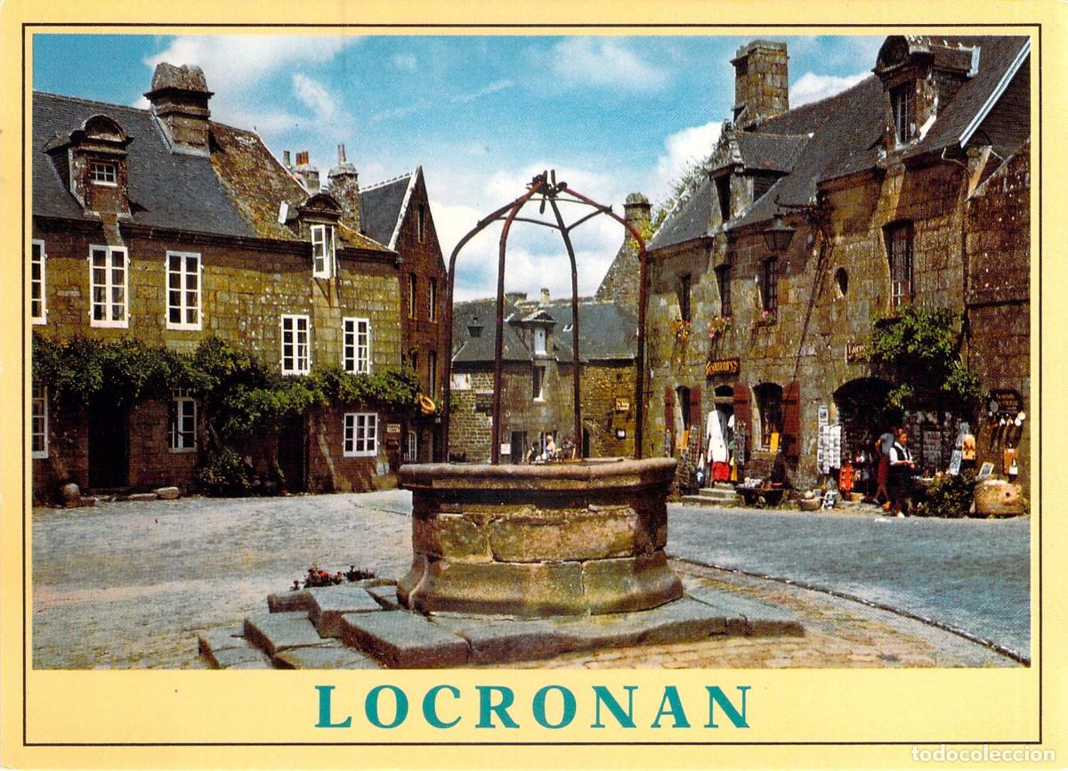 Postales: Postal de la plaza y casas renacentistas en Locronan, Breta&ntilde;a, Francia