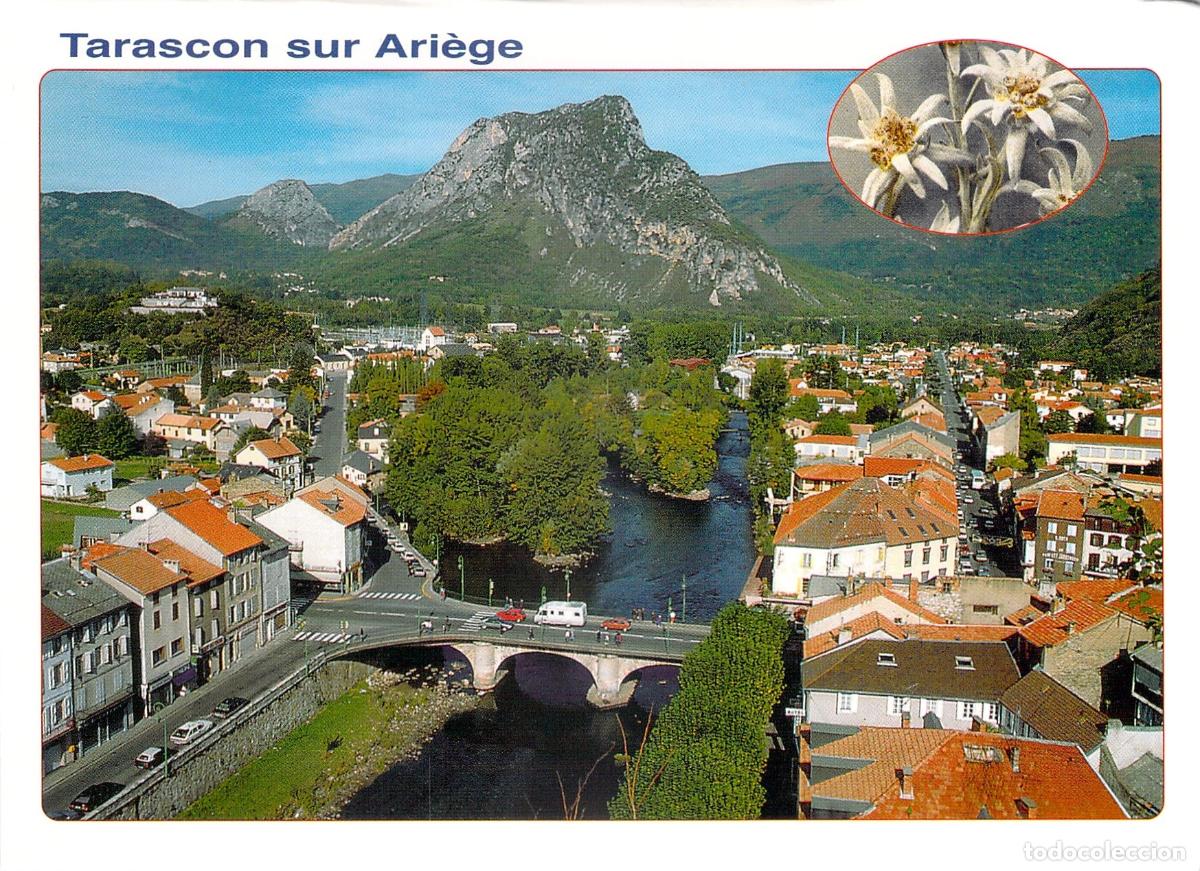 Postales: Postal de Tarascon-sur-Ari&egrave;ge vista general con puente