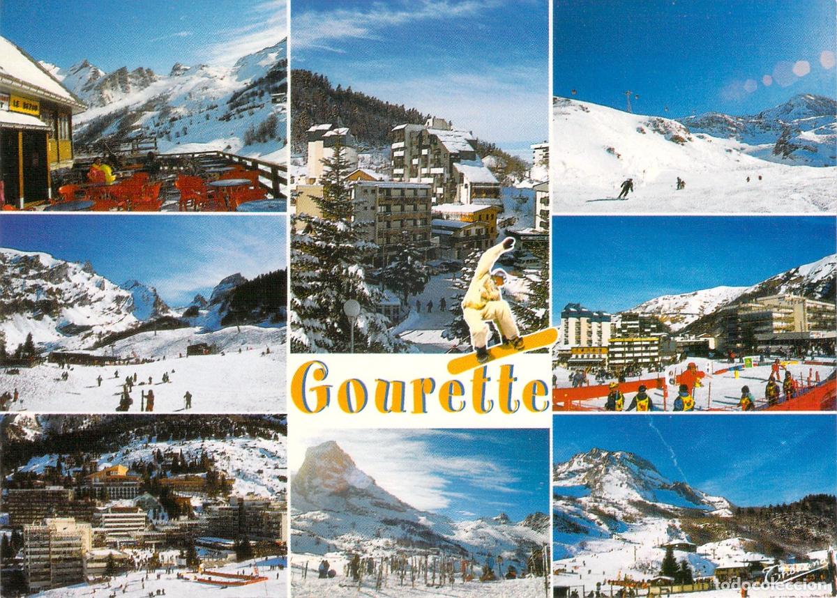 Postales: Postal de la estaci&oacute;n de esqu&iacute; de Gourette en los Pirineos Franceses