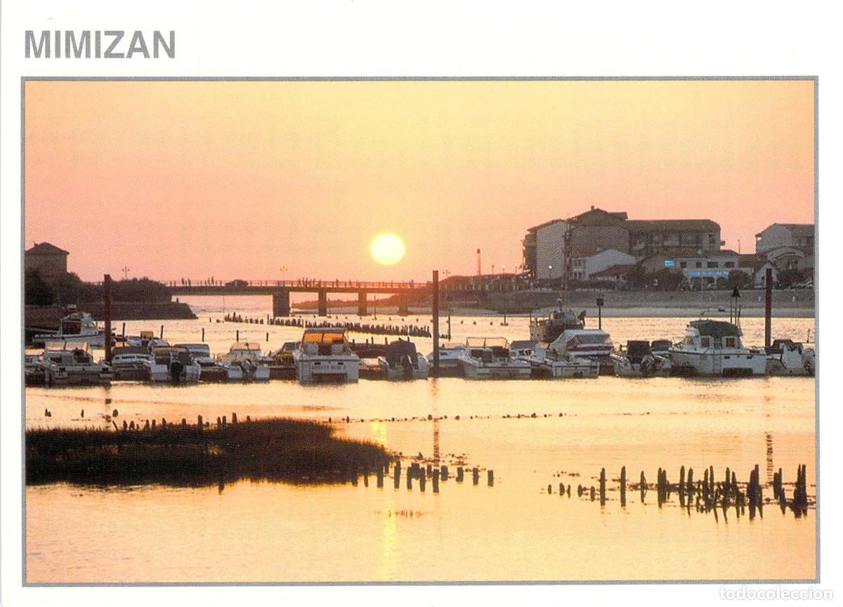 Postais: Postal de Mimizan, atardecer sobre el Courant en Francia