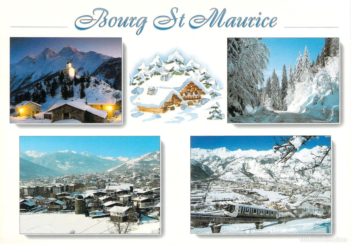 Postais: Postal de Bourg-Saint-Maurice en los Alpes franceses con paisaje invernal