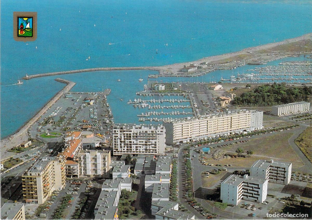 Postais: Postal de vista a&eacute;rea del puerto de Saint Cyprien Plage en Francia