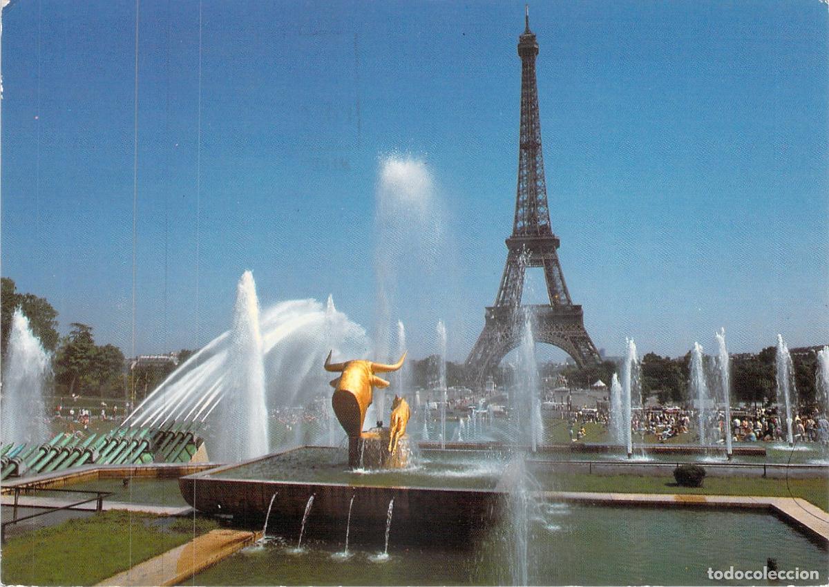 Postais: Postal de la Torre Eiffel y las fuentes del Trocadero en Par&iacute;s
