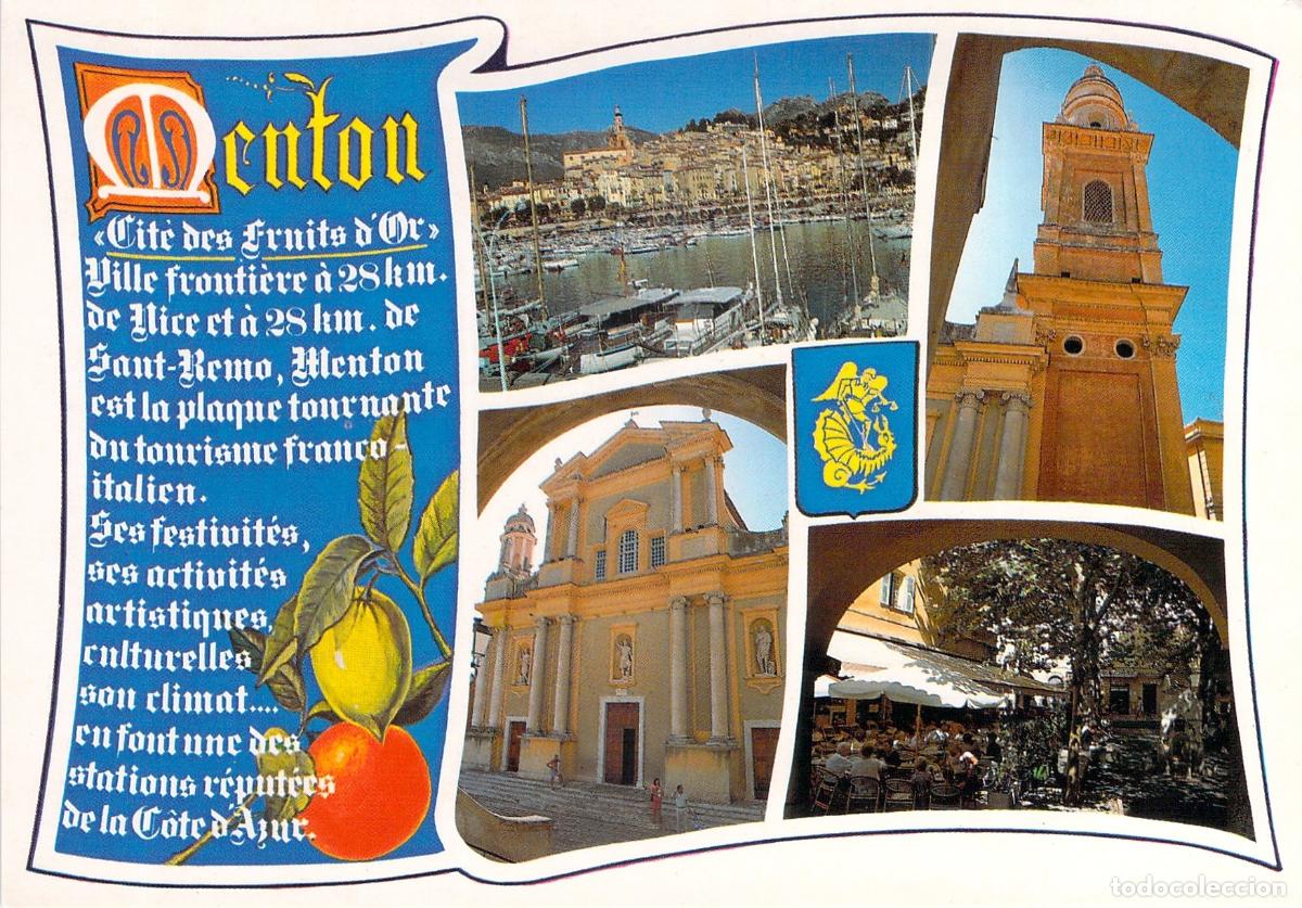 Postais: Postal de Menton Costa Azul Francia vistas tur&iacute;sticas