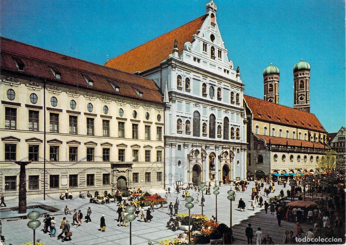 Cartoline: Postal de M&uacute;nich, Iglesia San Miguel y Frauenkirche