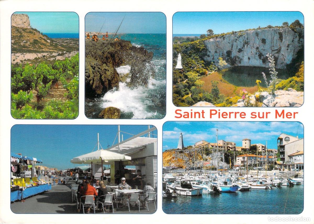 Postais: Postal de Saint Pierre sur Mer, vistas de la costa y el puerto