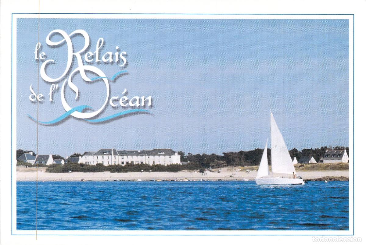 Postales: Postal de St-Pierre Quiberon, Francia, Le Relais de l'Oc&eacute;an con velero