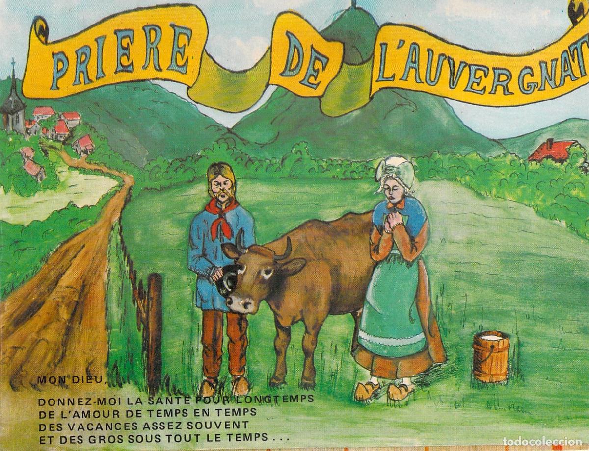 Postales: Postal humor&iacute;stica Pri&egrave;re de l'Auvergnat con escena rural francesa