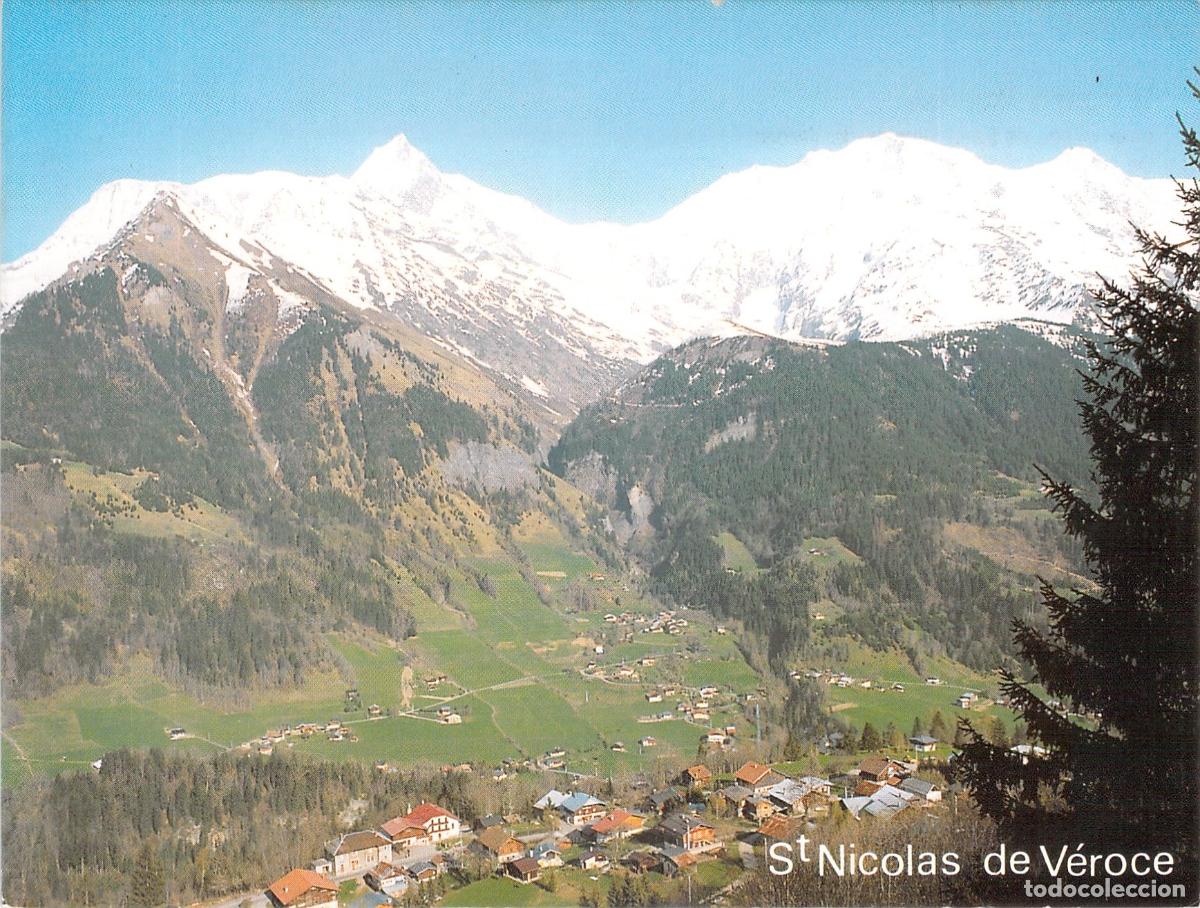 Postales: Postal de los Alpes, Saint-Nicolas-de-V&eacute;roce y el macizo del Mont Blanc