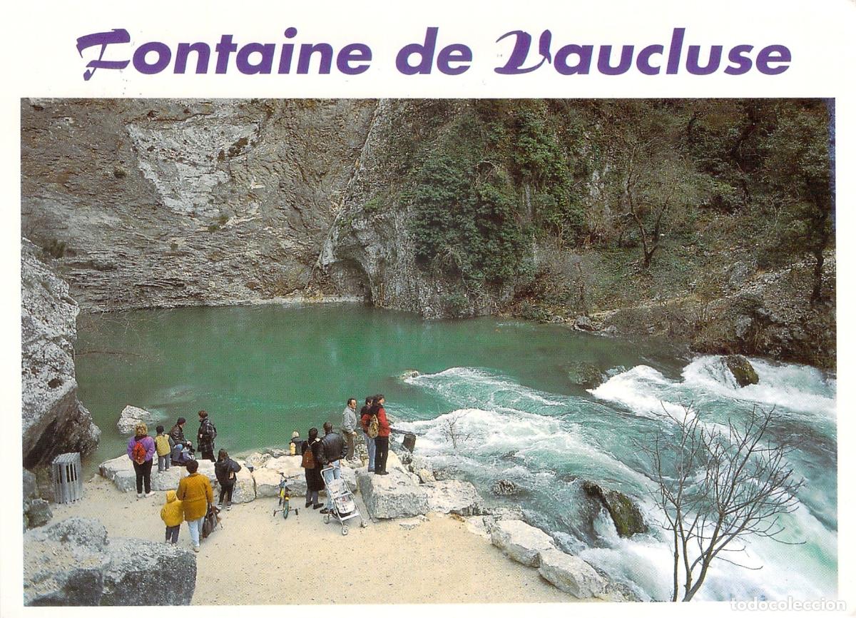 Postales: Postal de Fontaine-de-Vaucluse, fuente del r&iacute;o Sorgue