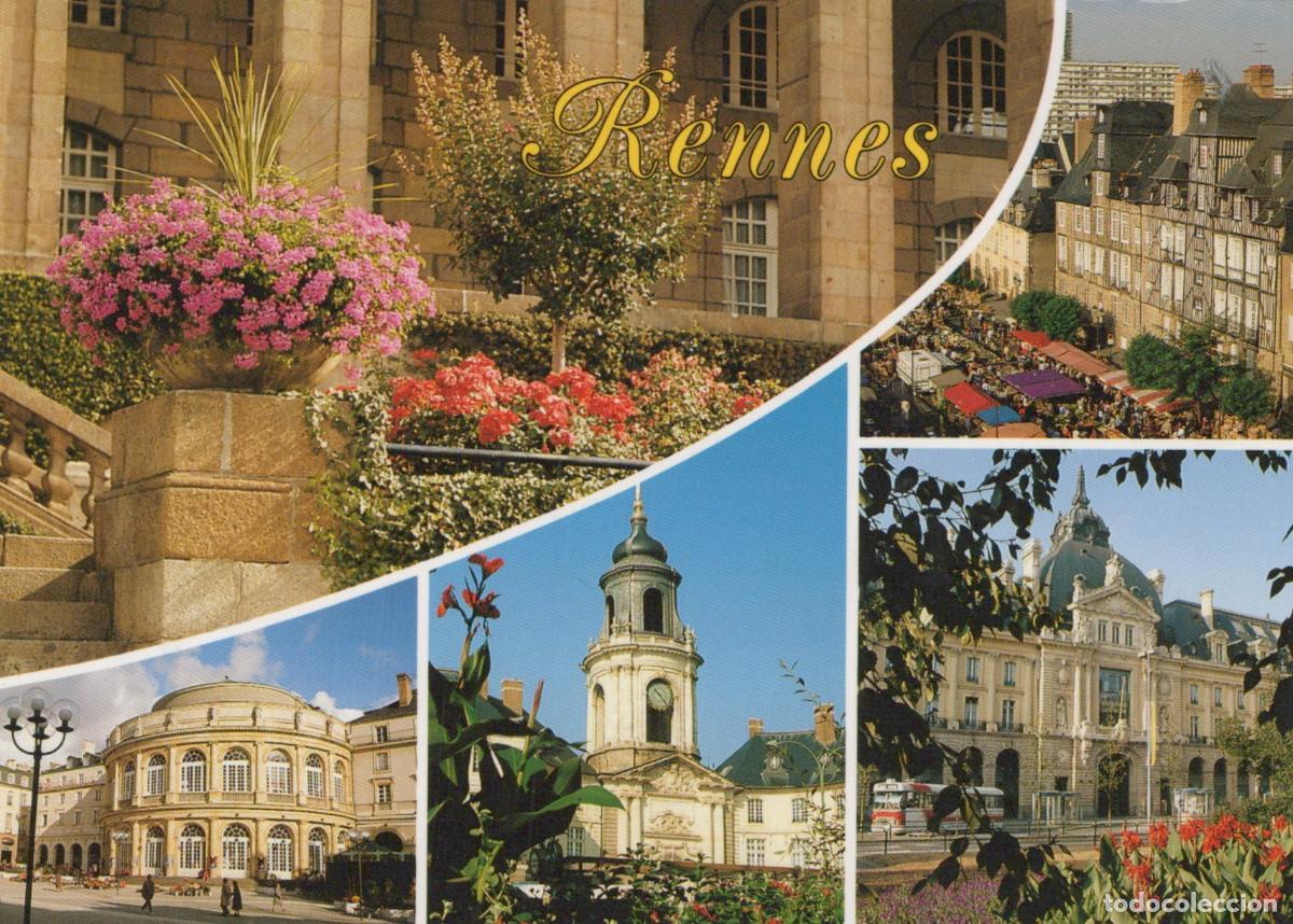 Cartoline: France Rennes Bretagne Collage Vues Ville Jardins H&ocirc;tel de Ville Place *YAB086