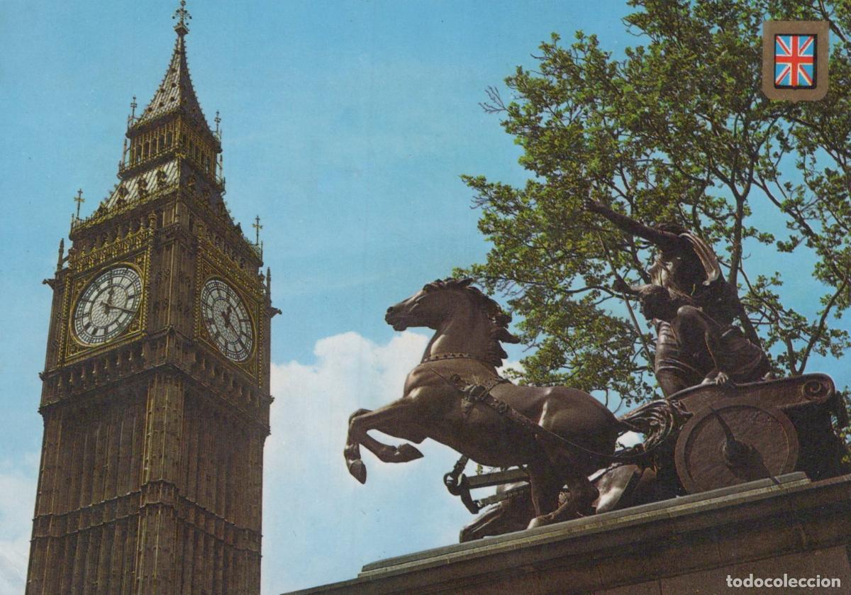 Cartoline: United Kingdom London Big Ben Elizabeth Tower Boadicea Statue *YAB092