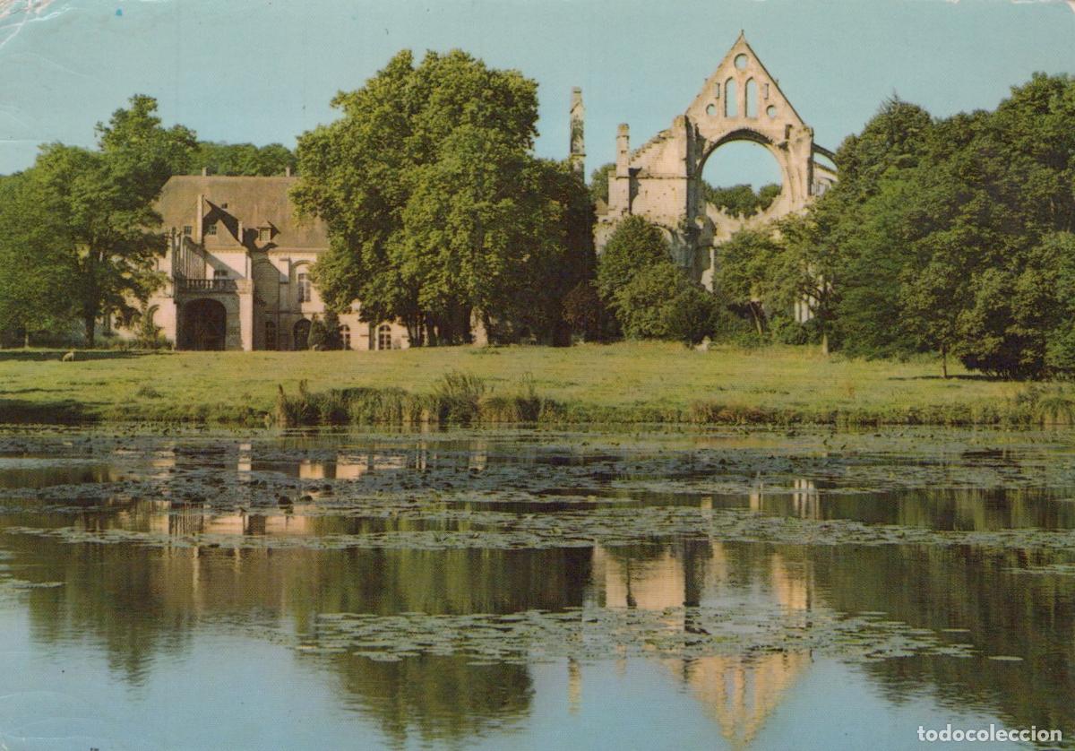 Cartoline: France Longpont Abbaye et Ch&acirc;teau Ruines Paysage Reflets *YAB131
