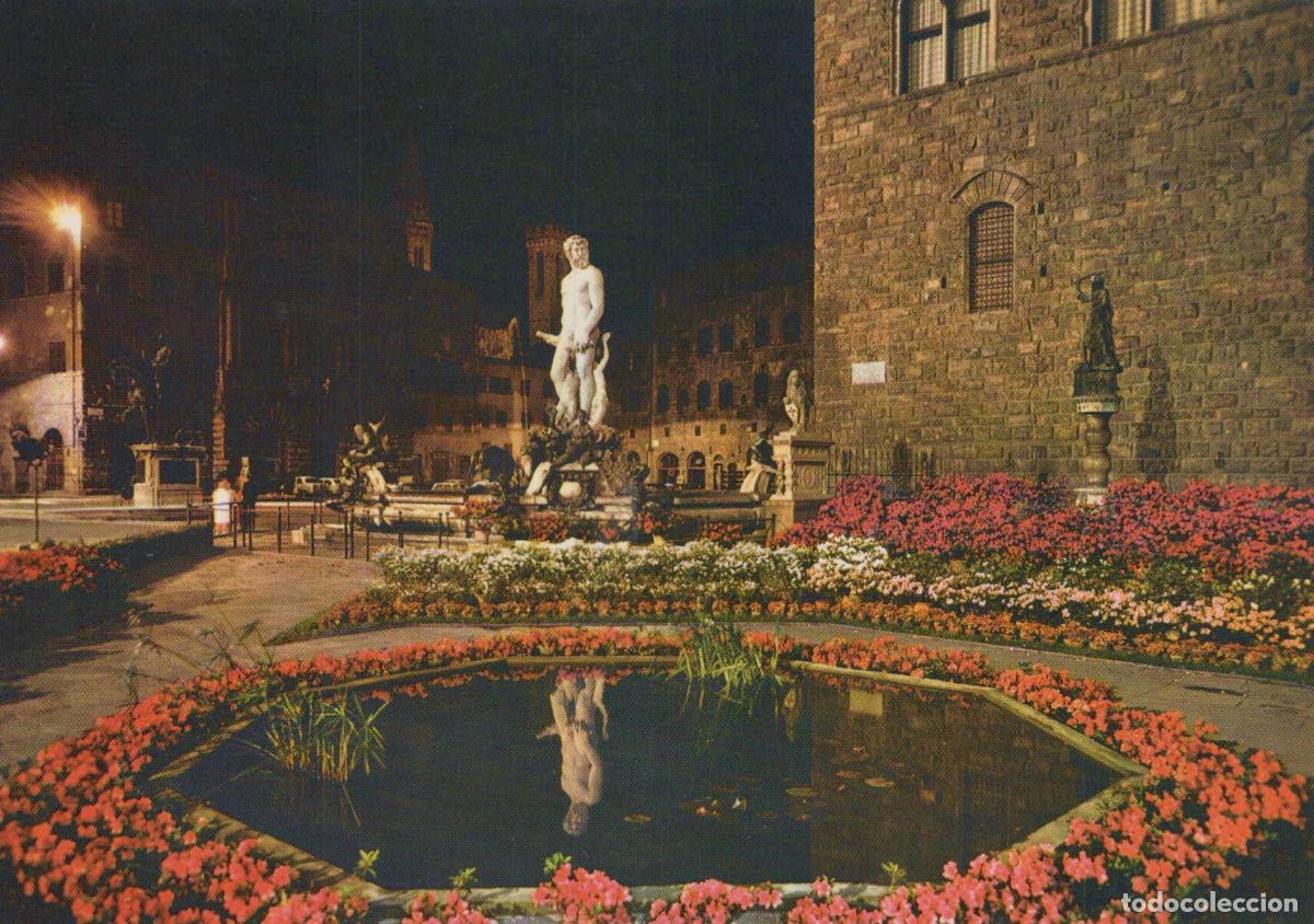 Cartoline: Italia Florence Firenze Piazza Signoria Notturna Affrancata Unposted *YAB138