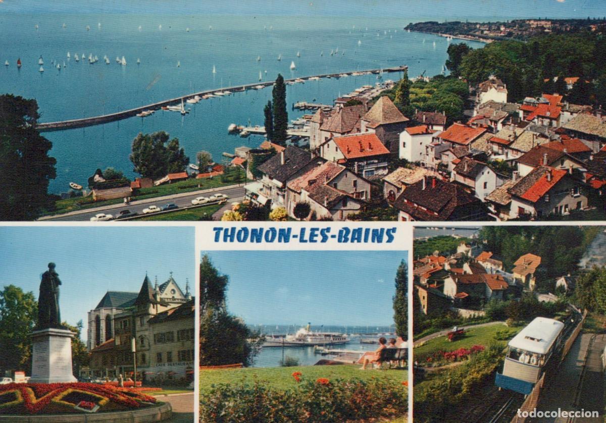 Cartoline: France Thonon les Bains Lac L&eacute;man Port &Eacute;glise Funiculaire *YAB151