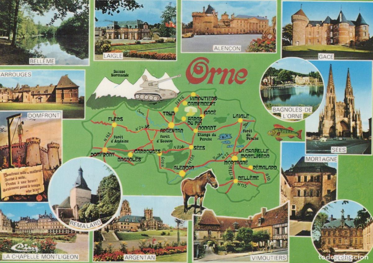 Cartes Postales: France Orne Normandy Multiview Map Landmarks *YAB213