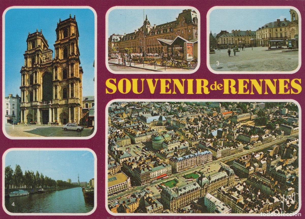 Postales: France Rennes Bretagne Vues Multiples Cath&eacute;drale Palais Place Vilaine *YAB219