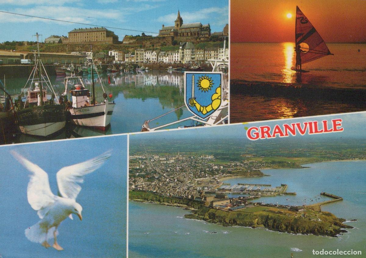 Postales: France Granville Normandie Port Coucher de Soleil Mouette Vue Ville *YAB224