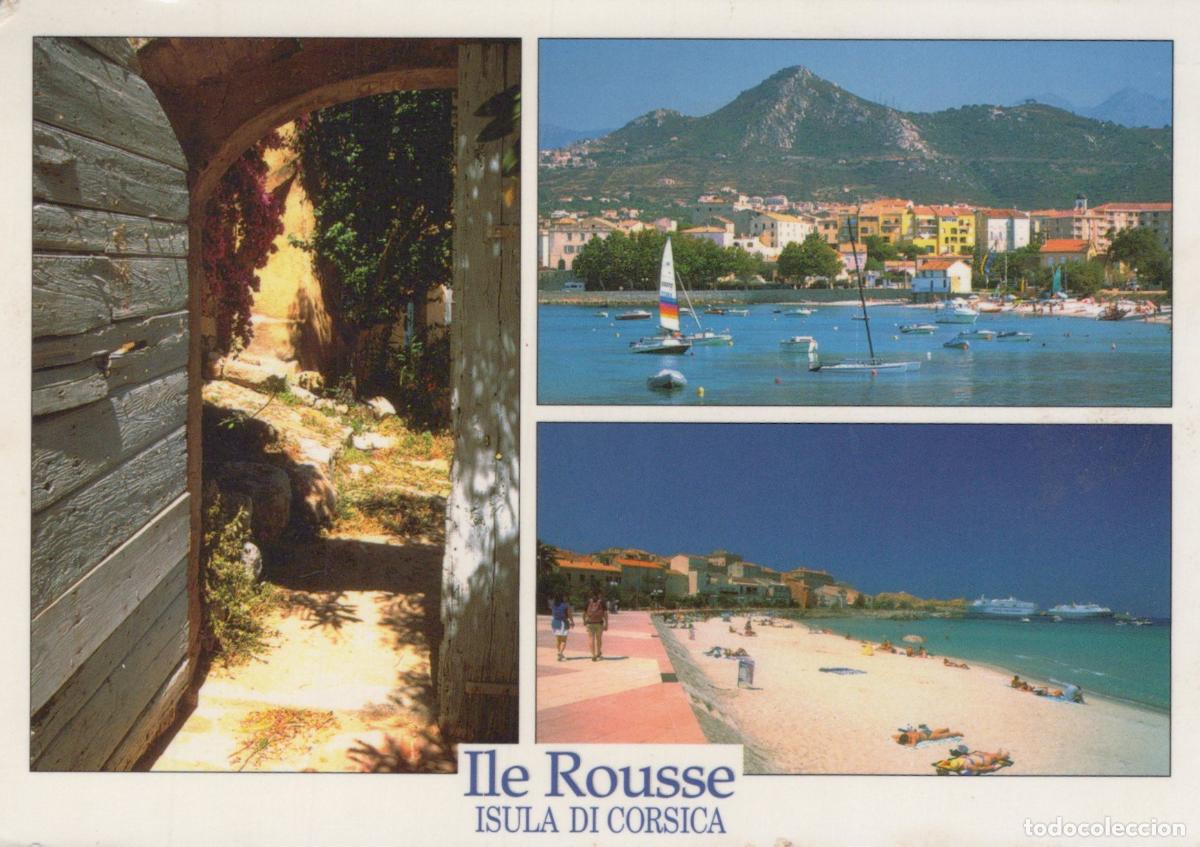 Postkarten: France Ile Rousse Corse Port Plage Montagne et Vieille Porte *YAB197