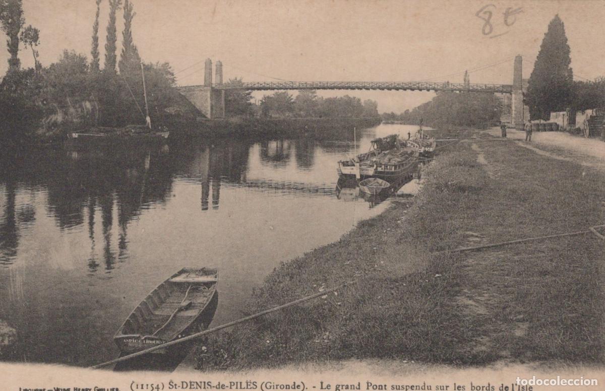 Postkarten: France St Denis de Piles Grand Pont Suspendu sur L Isle *YAB307