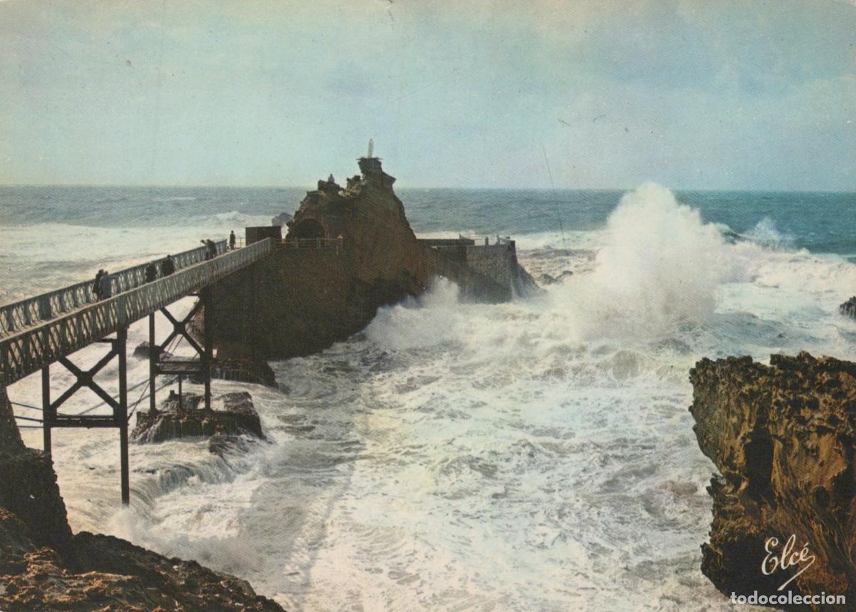 Postkarten: France Biarritz Rocher de la Vierge Temp&ecirc;te Unposted *YAB298