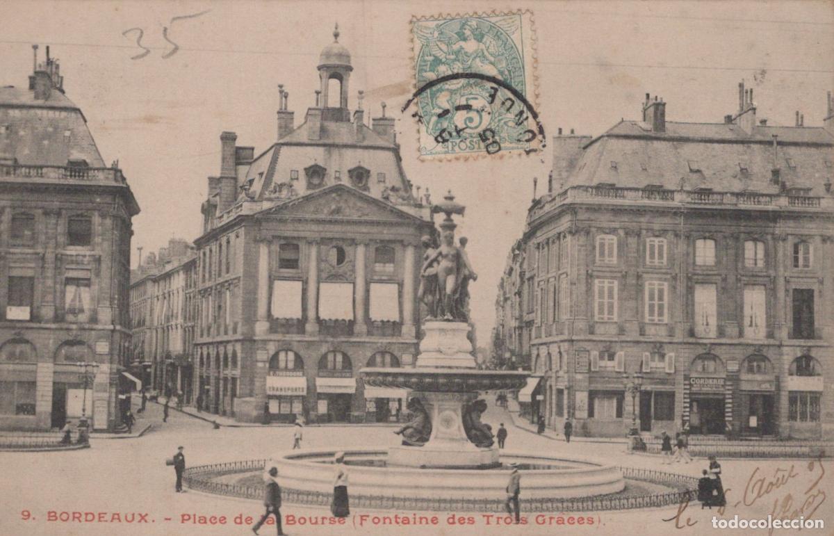Postkarten: France Bordeaux Place de la Bourse Fontaine Trois Gr&acirc;ces Architecture *YAB436