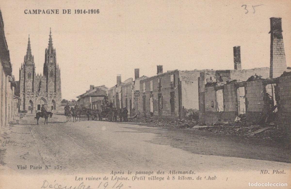 Postkarten: France L&eacute;pine Ruines Village et &Eacute;glise Guerre 1914 1916 Unposted *YAB471