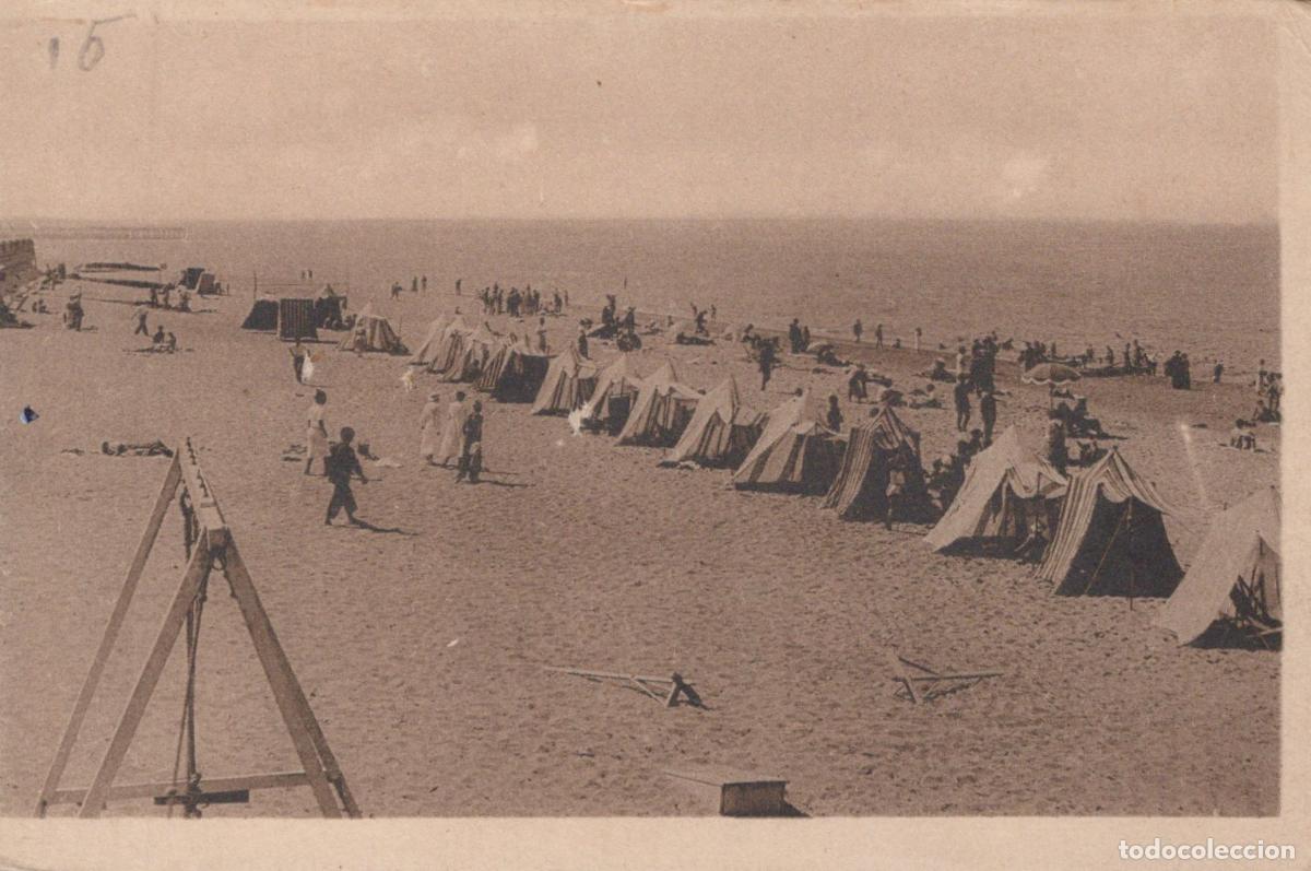 Cartoline: France Hossegor Plage Sud Vue Jet&eacute;e Capbreton Tentes Unposted *YAB390