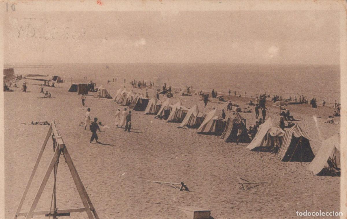 Cartoline: France Hossegor Plage Sud Tentes Baigneurs Jet&eacute;e de Capbreton *YAB397