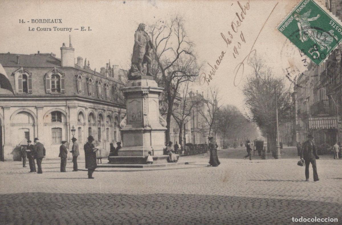 Postkarten: France Bordeaux Le Cours Tourny Statue Sc&egrave;ne de Rue *YAB415