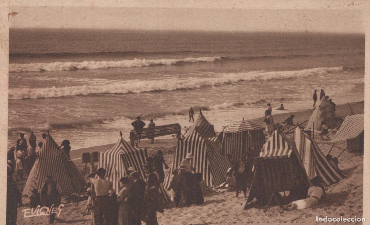 Postkarten: France Biscarrosse Plage Plage Anim&eacute;e Tentes Baigneurs *YAB556