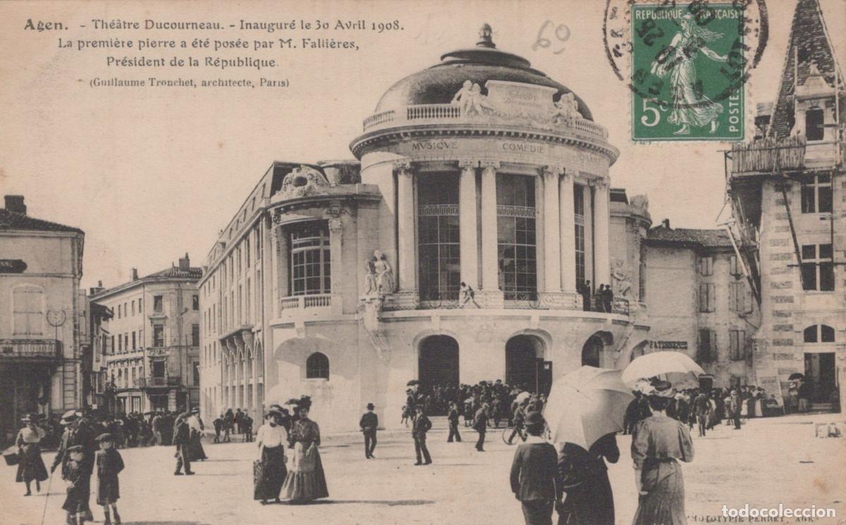 Postkarten: France Agen Th&eacute;&acirc;tre Ducourneau Architecture Foule *YAB564
