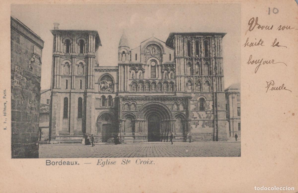 Postcards: France Bordeaux &Eacute;glise Sainte Croix Fa&ccedil;ade Romane Architecture *YAB614