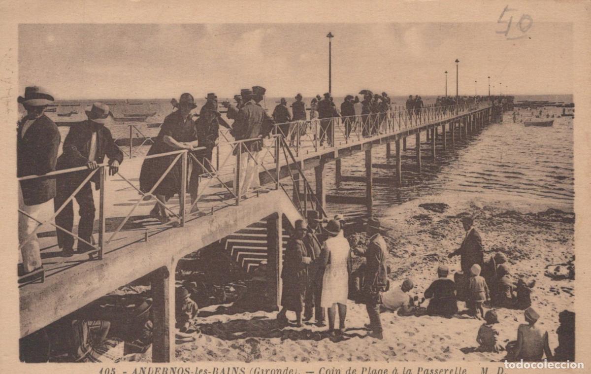 Postcards: France Andernos les Bains Plage Anim&eacute;e Passerelle *YAB624